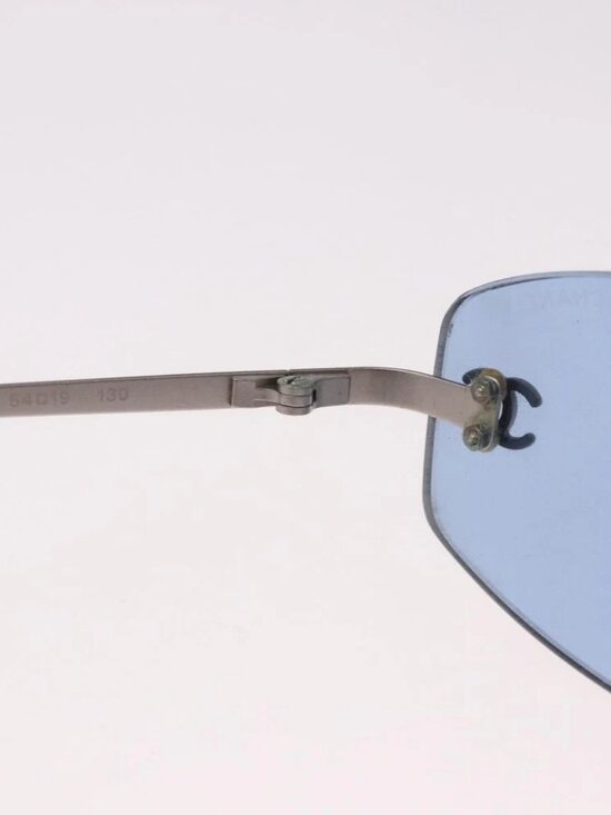 CHANEL Sunglasses metal Blue CC Auth 187883V main image 12